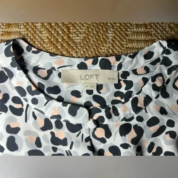 Ann Taylor Loft Women's Petite Long Sleeve Animal Print Mini Dress, Size Small - Picture 10 of 11